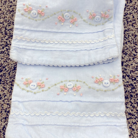 LAURA ASHLEY Baby Girl Light Blue Corduroy Floral Embroidered Zipper Pants 18 mo - Picture 10 of 10